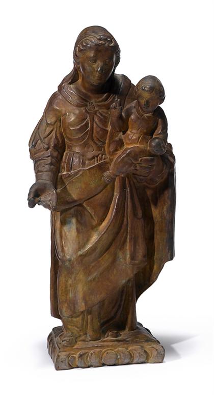 Appraisal: French terracotta figure of Madonna and Christ th century The