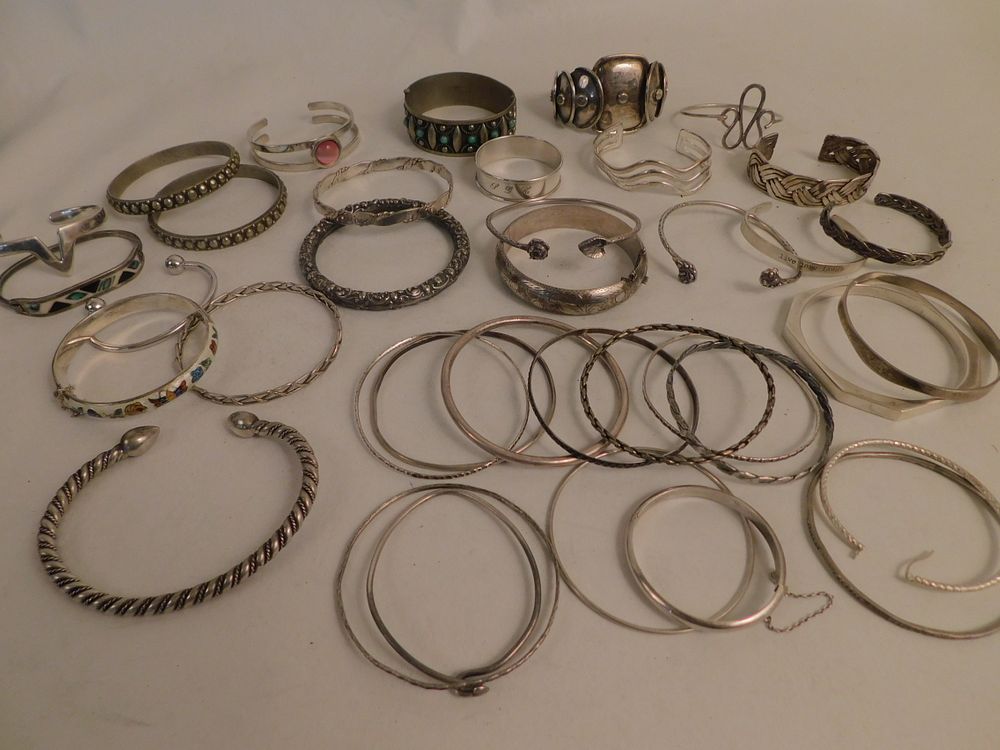 Appraisal: LOT OF SILVER BRACELETS Lot of assorted silver and sterling