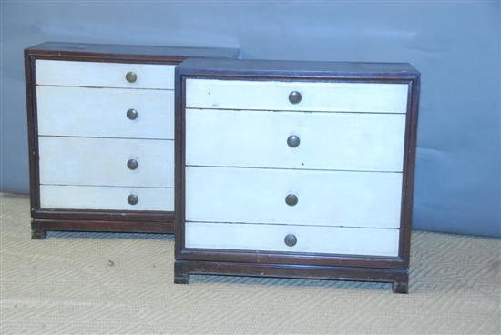 Appraisal: PAIR TOMMY PARZINGER CHESTS for Charack Modern Leather fronts H