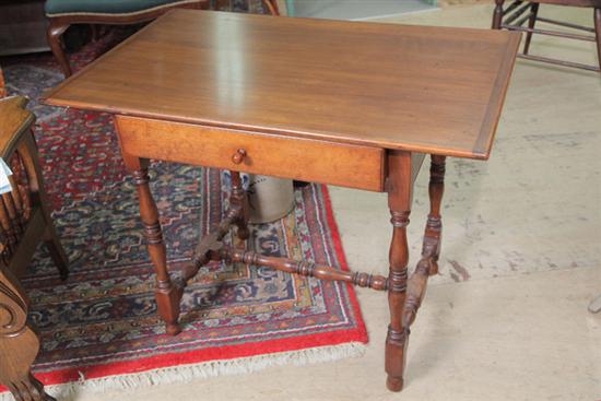 Appraisal: WORK TABLE Maple with one drawer and turned legs joined