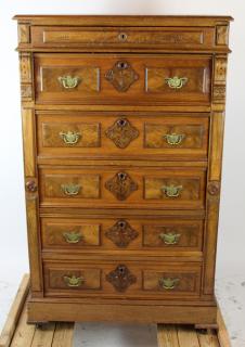 Appraisal: Victorian chest of drawers in oak and burl wlanut h