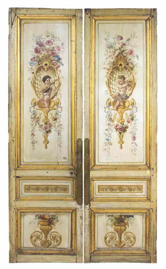 Appraisal: A Pair of Louis XVI Painted and Parcel Gilt Doors