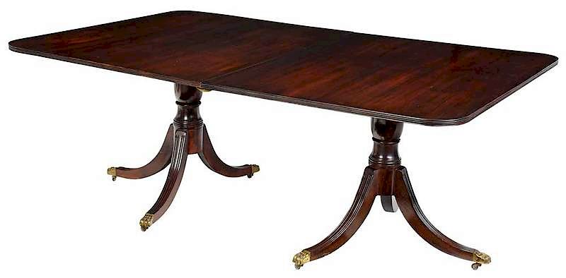 Appraisal: Regency Style Mahogany Two Pedestal Dining Table th century two