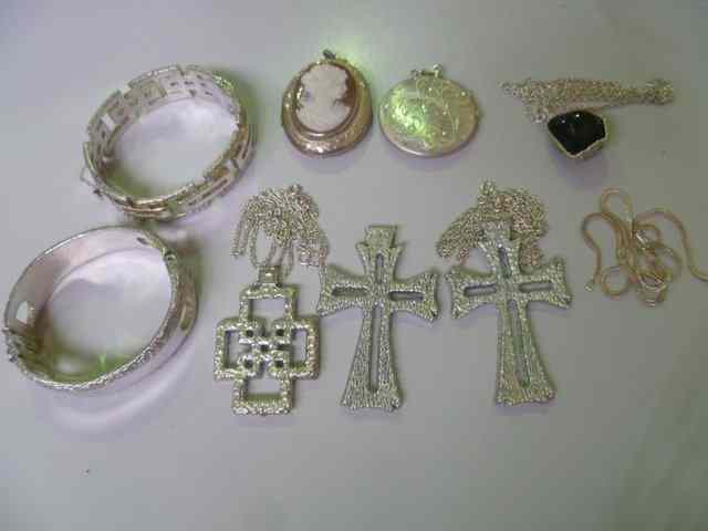 Appraisal: A SMALL COLLECTION OF VARIOUS SILVER WARES including bracelets etc