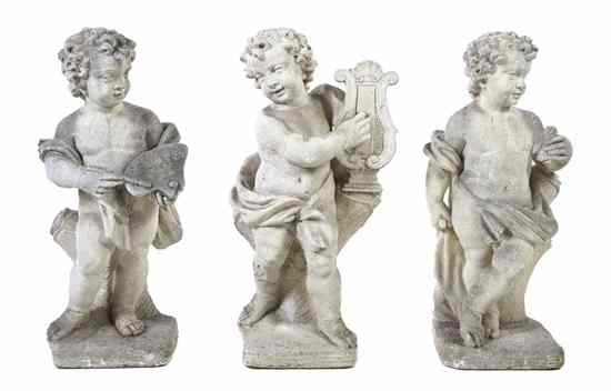 Appraisal: Three Cast Stone Garden Figures each in the form of