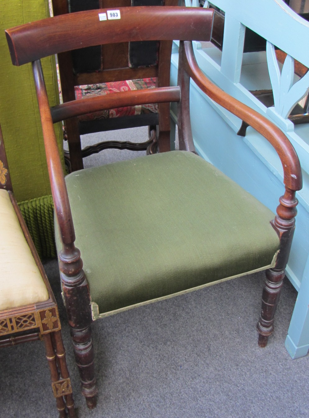 Appraisal: An early th century mahogany carver chair with shepherds crook