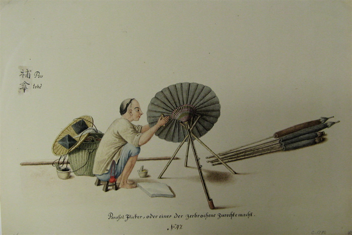 Appraisal: CHINESE WATERCOLOR ON PAPER th century Man on squat stool