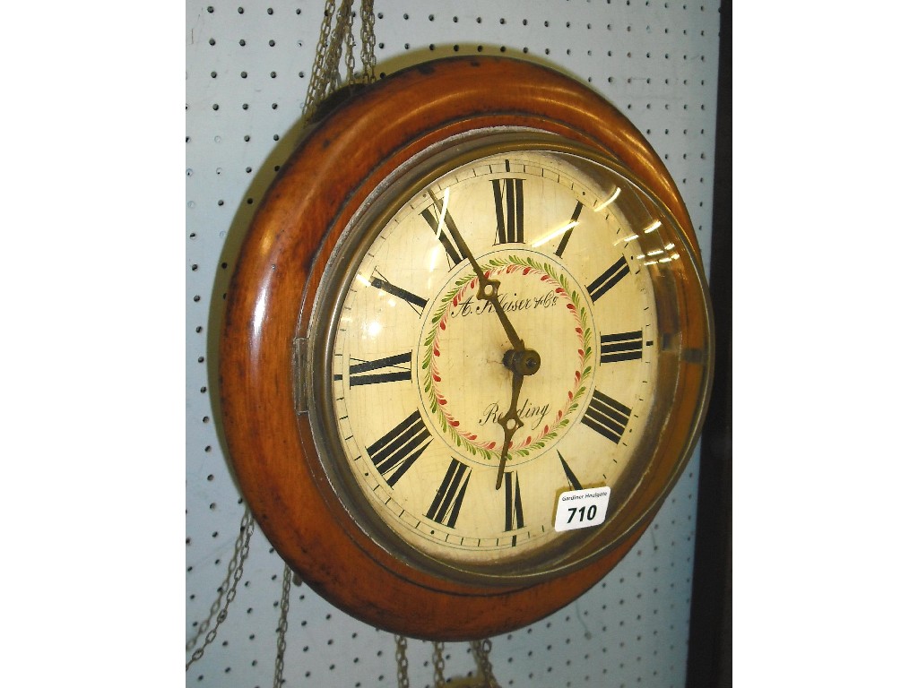 Appraisal: Mahogany postman's alarm wall clock the cream painted dial signed