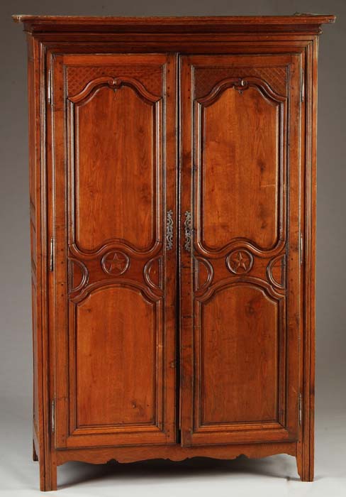 Appraisal: FINE FRENCH TH CENTURY PROVINCIAL OAK ARMOIRE Carved armoire has