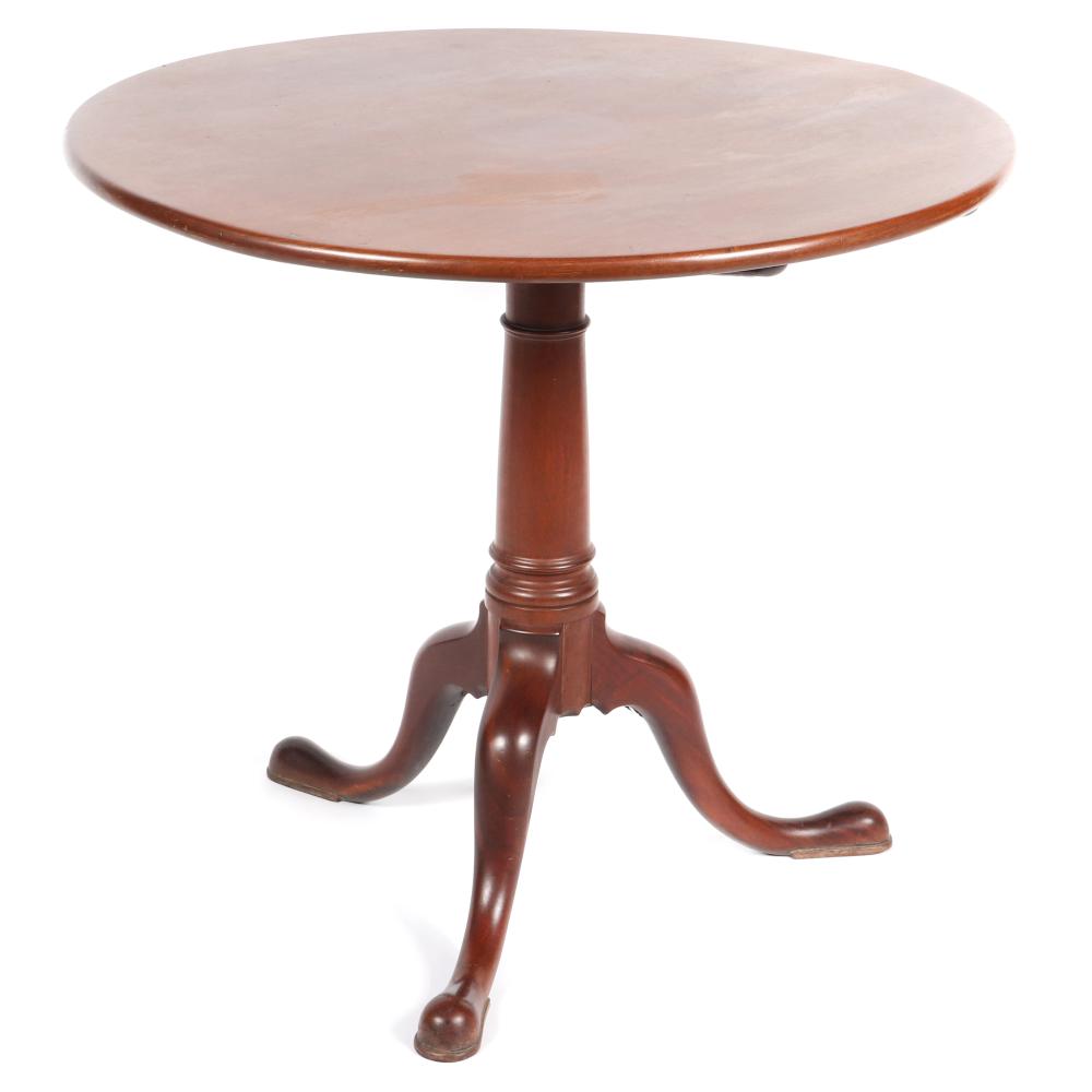 Appraisal: ENGLISH QUEEN ANNE MAHOGANY TRIPOD TILT TOP TEA TABLE H