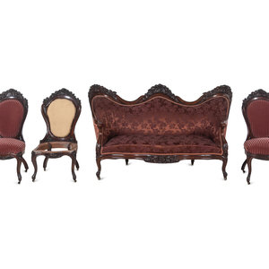 Appraisal: A John Henry Belter Four-Piece Parlor Suite th Century Height