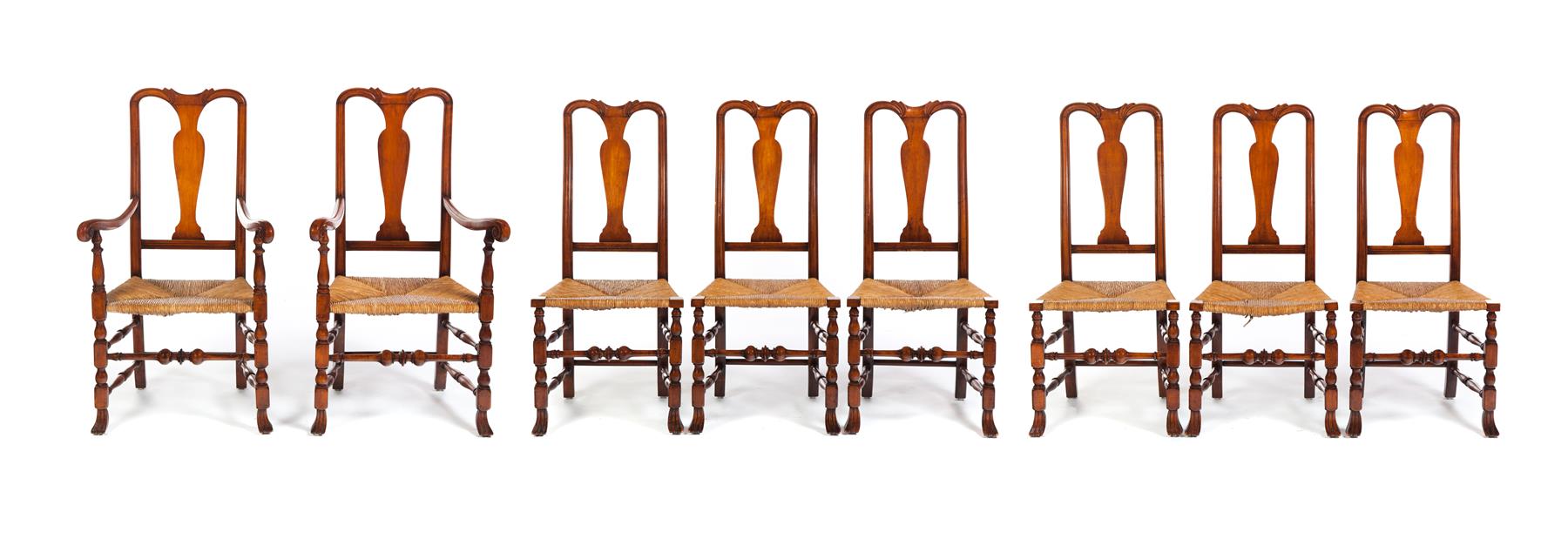 Appraisal: EIGHT AMERICAN QUEEN ANNE-STYLE CHAIRS Late th century maple Six