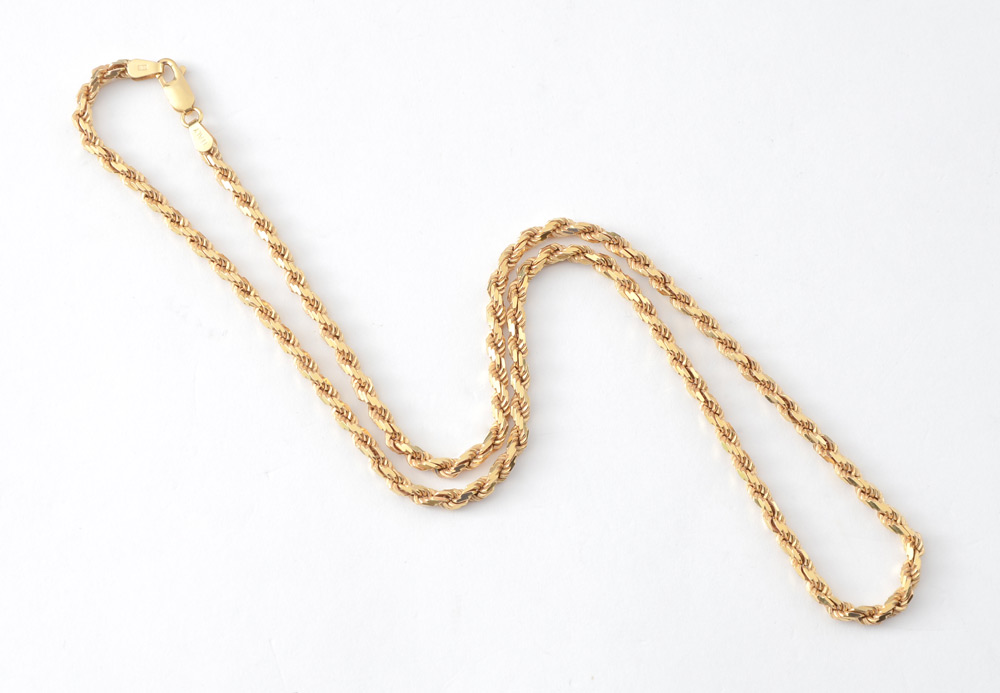 Appraisal: GRAM DIAMOND CUT SOLID GOLD CHAIN '' K Yellow Gold