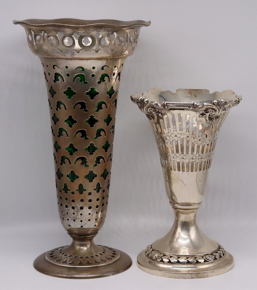 Appraisal: STERLING Tiffany Co Sterling Trumpet Vases Includes a Tiffany Co