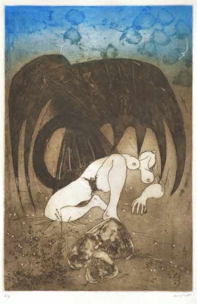 Appraisal: CLIFTON PUGH - Leda and the Swan lithograph A P