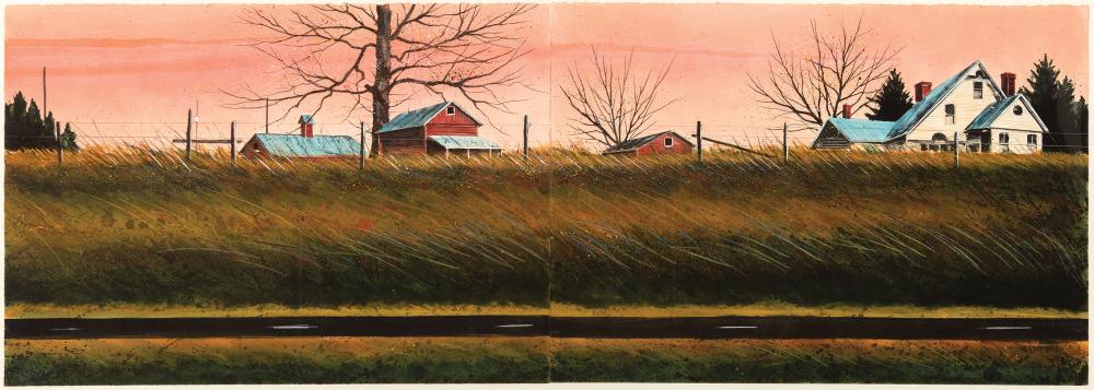 Appraisal: William Dunlap American Mississippi b Road Work Diptych mixed media