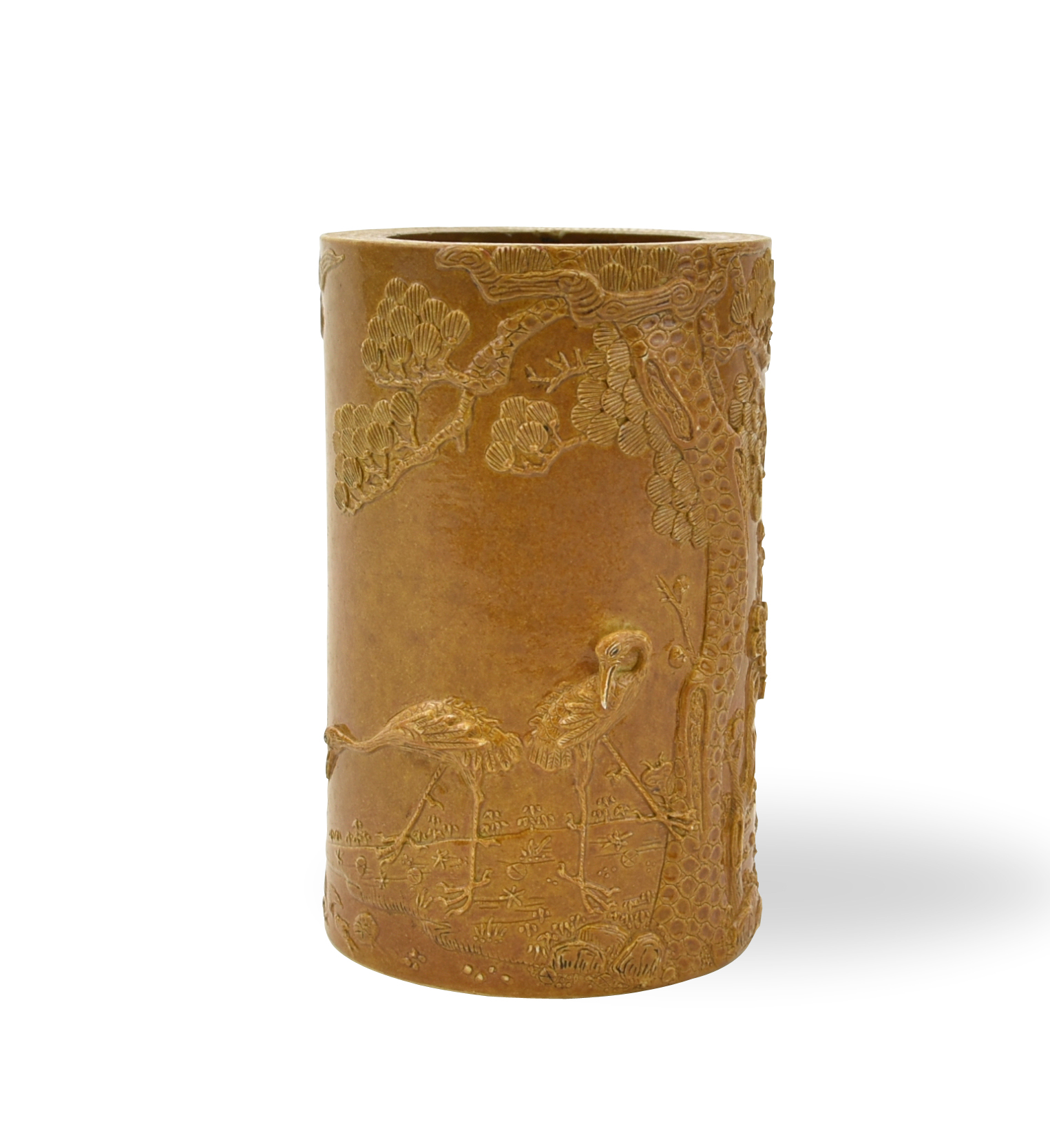 Appraisal: Chinese Republic Period well potted the cylindrical sides rising from