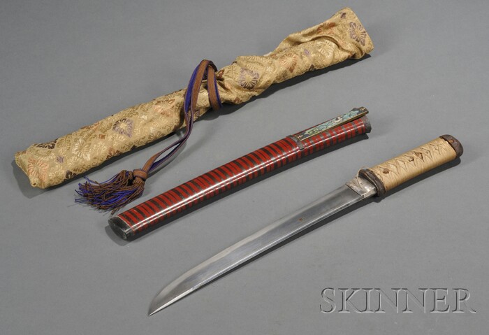 Appraisal: Steel Tanto or Short Sword Japan with very slightly curved