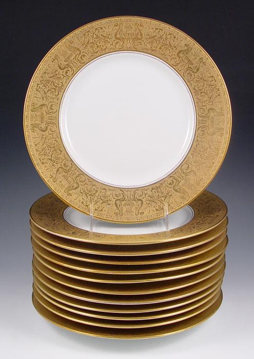 Appraisal: SET OF GOLD RIM SERVICE PLATES Heinrich Co embossed gold