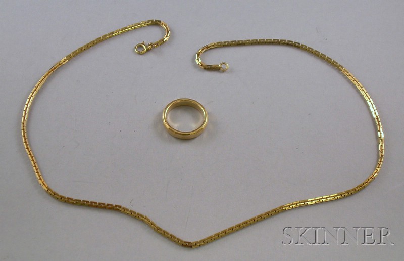 Appraisal: Two kt Gold Jewelry Items a faceted gold band and