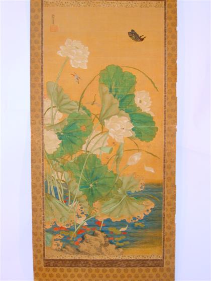 Appraisal: Japanese painting late th century Color and ink on champagne