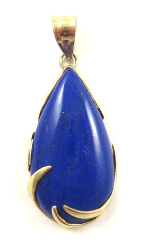 Appraisal: LAPIS LAZULI AND FOURTEEN KARAT GOLD PENDANT set with a