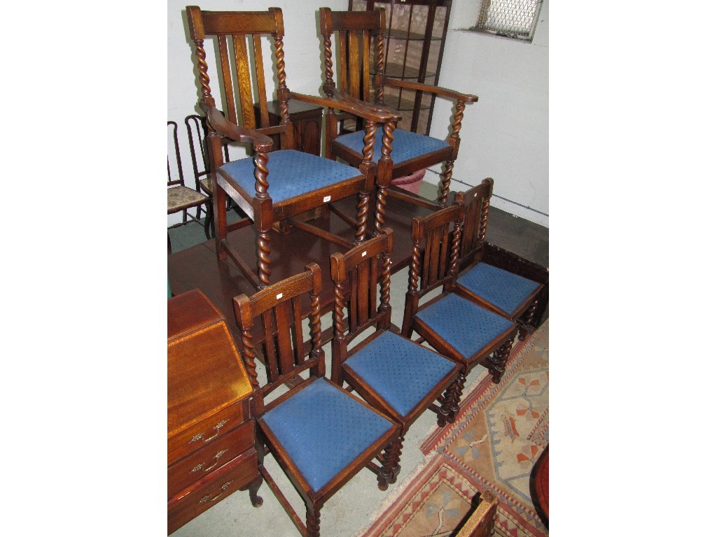 Appraisal: Lot comprising oak pull out dining table and six oak