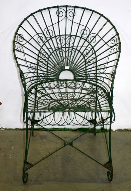 Appraisal: Four Italian iron wire garden chairs painted green Provenance Parterre