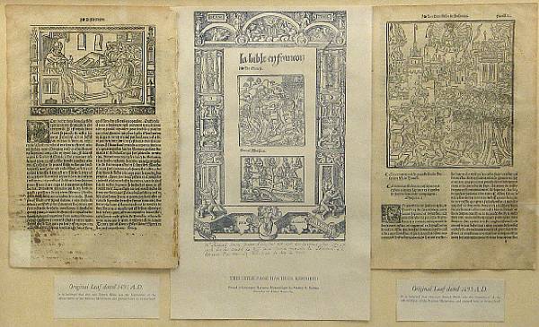 Appraisal: INCUNABLE BIBLE LEAVES Two leaves from a French folio bible