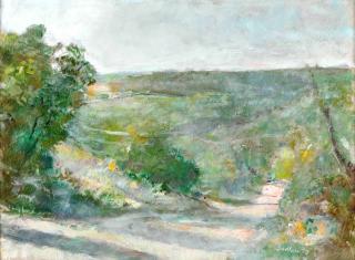 Appraisal: ROBERT SUDLOW - OIL ON PAPER Titled 'Clark's Hill '