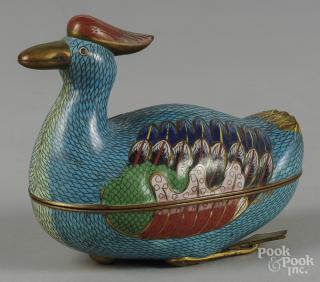 Appraisal: Chinese cloisonn duck form box early th c '' h