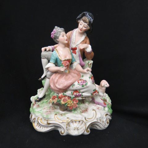 Appraisal: Dresden Porcelain Figurine of a Courting Couple lamb by their