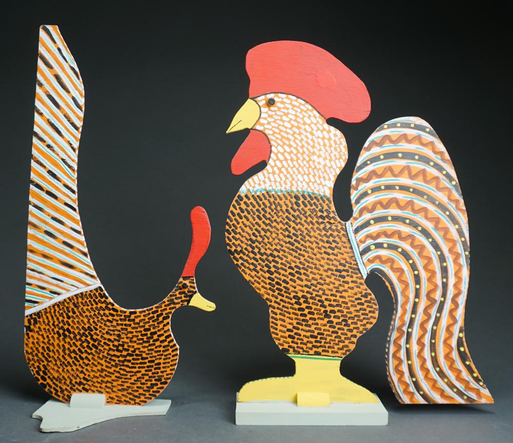 Appraisal: Marvin Finn - Painted Wood Figure of a Rooster and