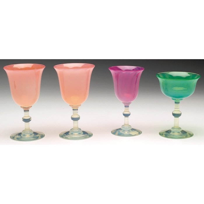 Appraisal: Steuben cordials attribution set of four two peach one rose