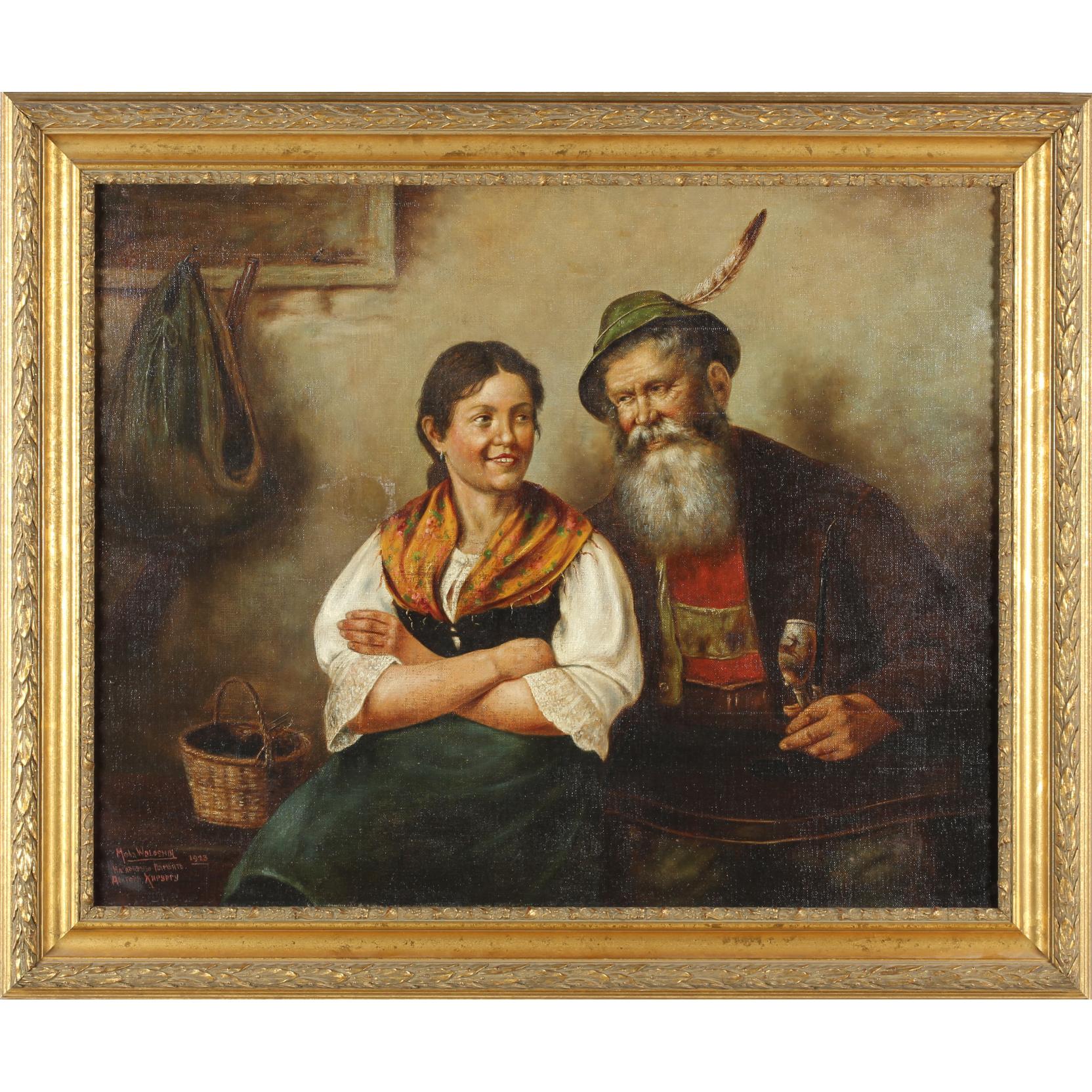 Appraisal: Misha Woloshin Russian th c The Odd Couple oil on