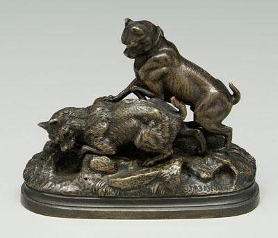 Appraisal: Jules Moigniez bronze French - two terriers at a hole