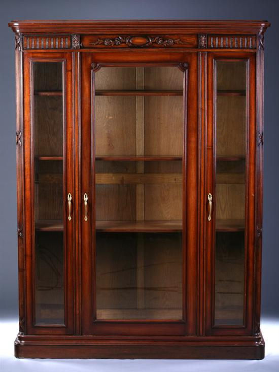 Appraisal: LOUIS XVI STYLE MAHOGANY GLAZED-PANEL BIBLIOTEQUE Early th Century Molded