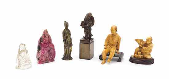 Appraisal: Four Chinese Carved Figural Articles comprising a hardstone figure of