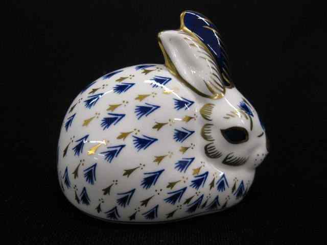 Appraisal: Royal Crown Derby Bunny Figurine blue gold '' x ''