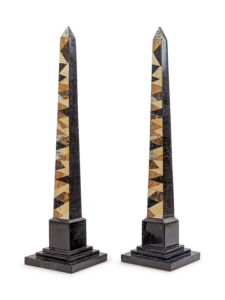 Appraisal: A Pair of Specimen Marble Obelisks A Pair of Specimen