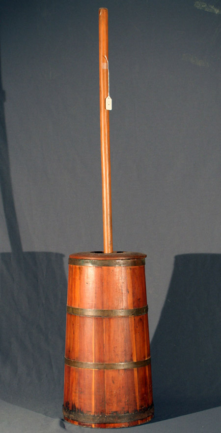 Appraisal: Brass Mounted Cedar Oak and Other Woods Butter Churn th