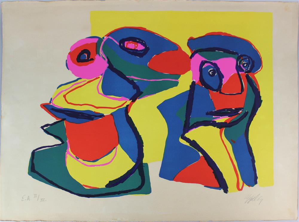 Appraisal: KAREL APPEL DUTCH COMPOSITION Lithograph x in Lower left numbered