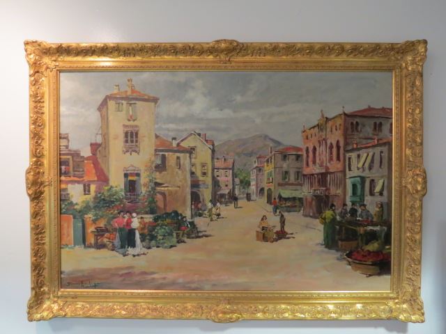 Appraisal: Dennis Ainsley oil Abbeville Market well listed artist - image