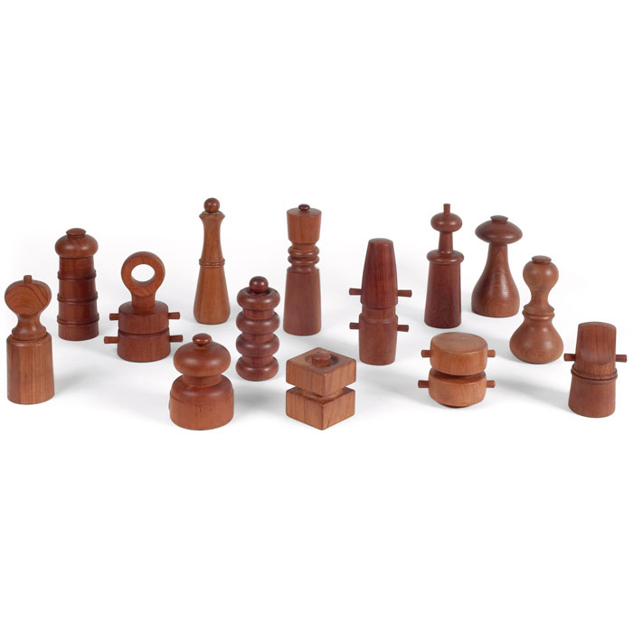 Appraisal: Jens Quistgaard Pepper Mills collection by Dansk teak nine made