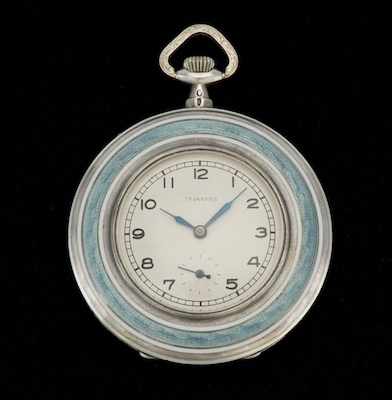 Appraisal: A Swiss Sterling Silver and Guilloche Enamel Pocket Watch ca