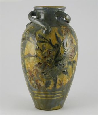 Appraisal: A C H Brannam Barum Ware vase with three scroll