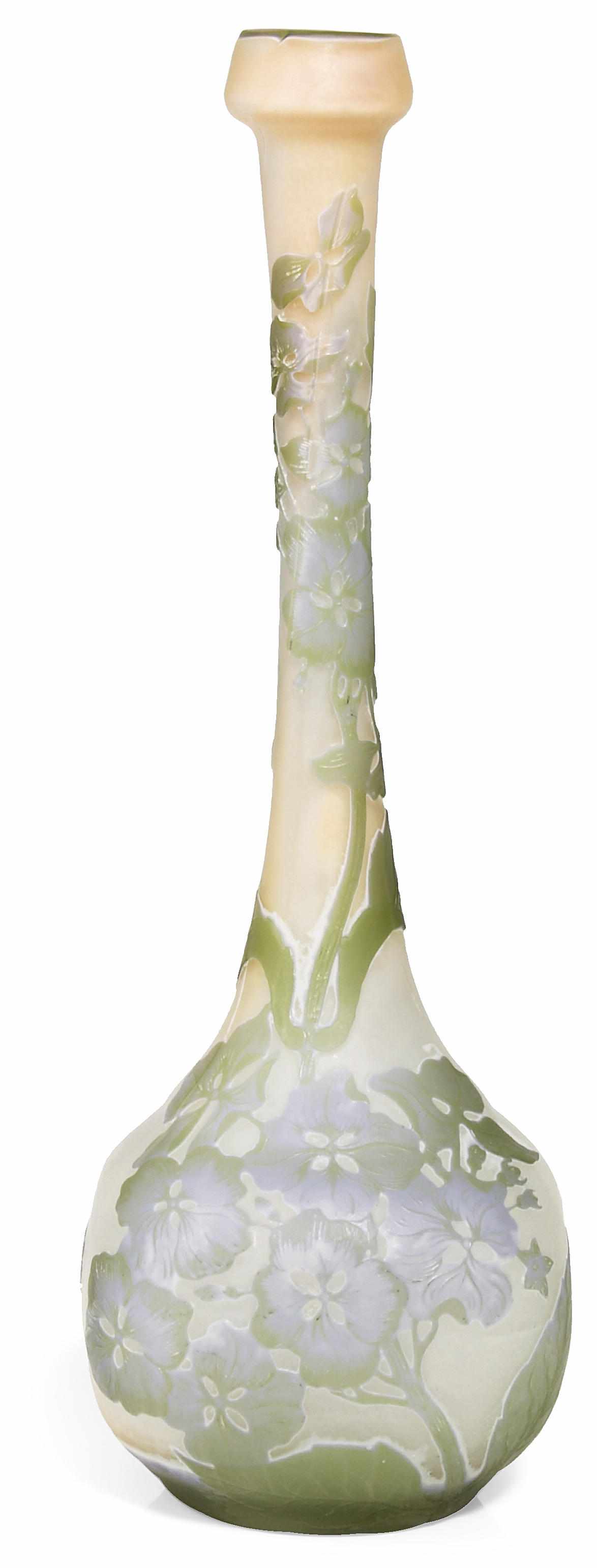 Appraisal: A Galle cameo glass stickneck Hydrangea vase circa signed Galle