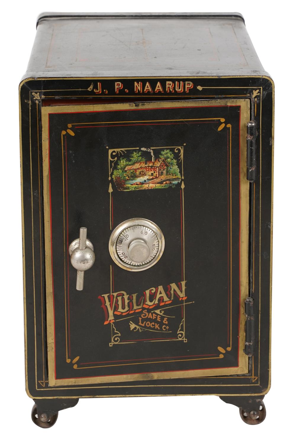 Appraisal: VULCAN SAFE LOCK CO METAL SAFEon metal casters Condition combination