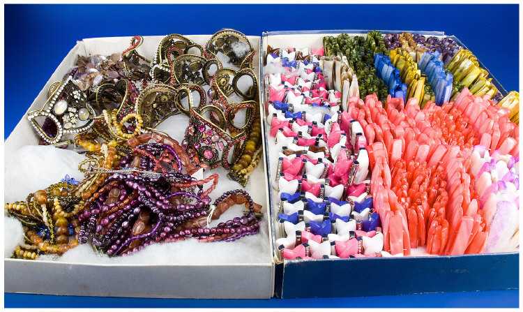 Appraisal: Collection of Costume Jewellery To Include Eight Coral Shell Bracelets