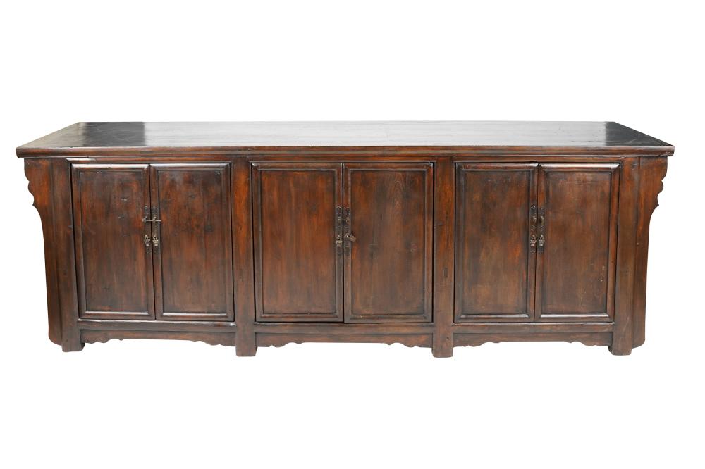 Appraisal: CHINESE SYTLE CARVED SIDEBOARDwith three pairs of hinged doors each